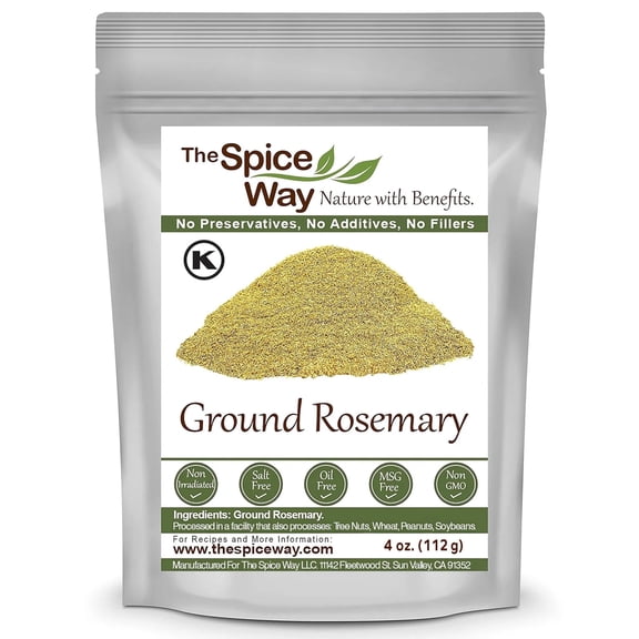 The Spice Way Ground Rosemary – European & Middle Eastern Cuisine - All Natural and Dried – Pure Ground Leaves – Vegan & Keto Friendly – Resealable Pouch – 4 oz