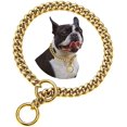 thumbnail image 4 of Stout Stainless Steel Collar Encryption Dog Ring Cuban Chain Dog Collar Pet Dog Necklace Golden Chain GOLD 14 INCHES, 4 of 8