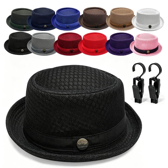 Breathable Mesh Pork Pie Hat, Lightweight Retro Summer Hat for Travel