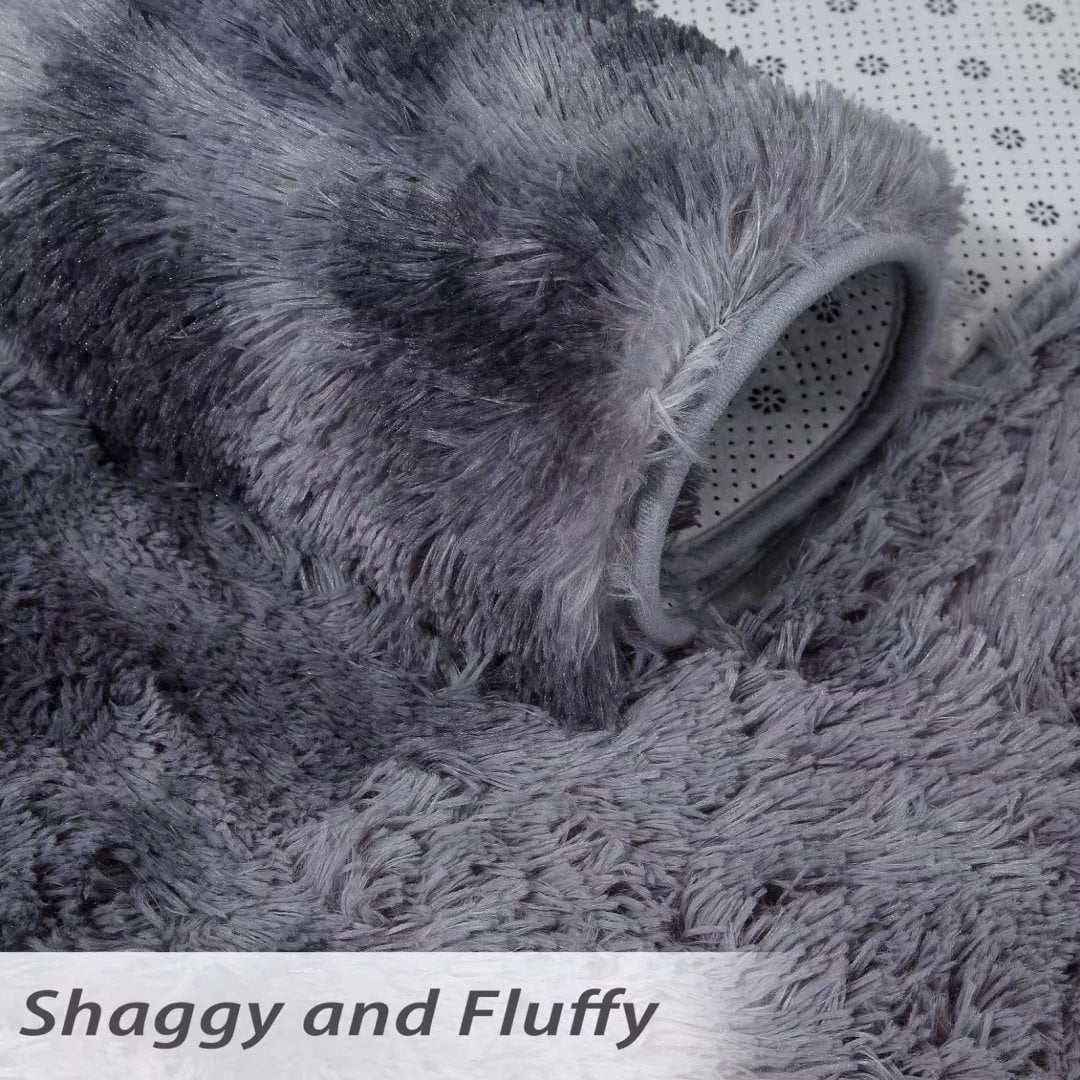 ZACOO 10x13 Large Fluffy Rugs for Living Room Bedroom Fuzzy Shag Rug Non-Skid Plush Rug Shaggy Decorative Accent Rug, Dark Gray