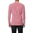 thumbnail image 3 of INSPIRE CHIC Men's Striped T-Shirt Long Sleeves Crew Neck Stripe Basic Tops L Red, 3 of 6