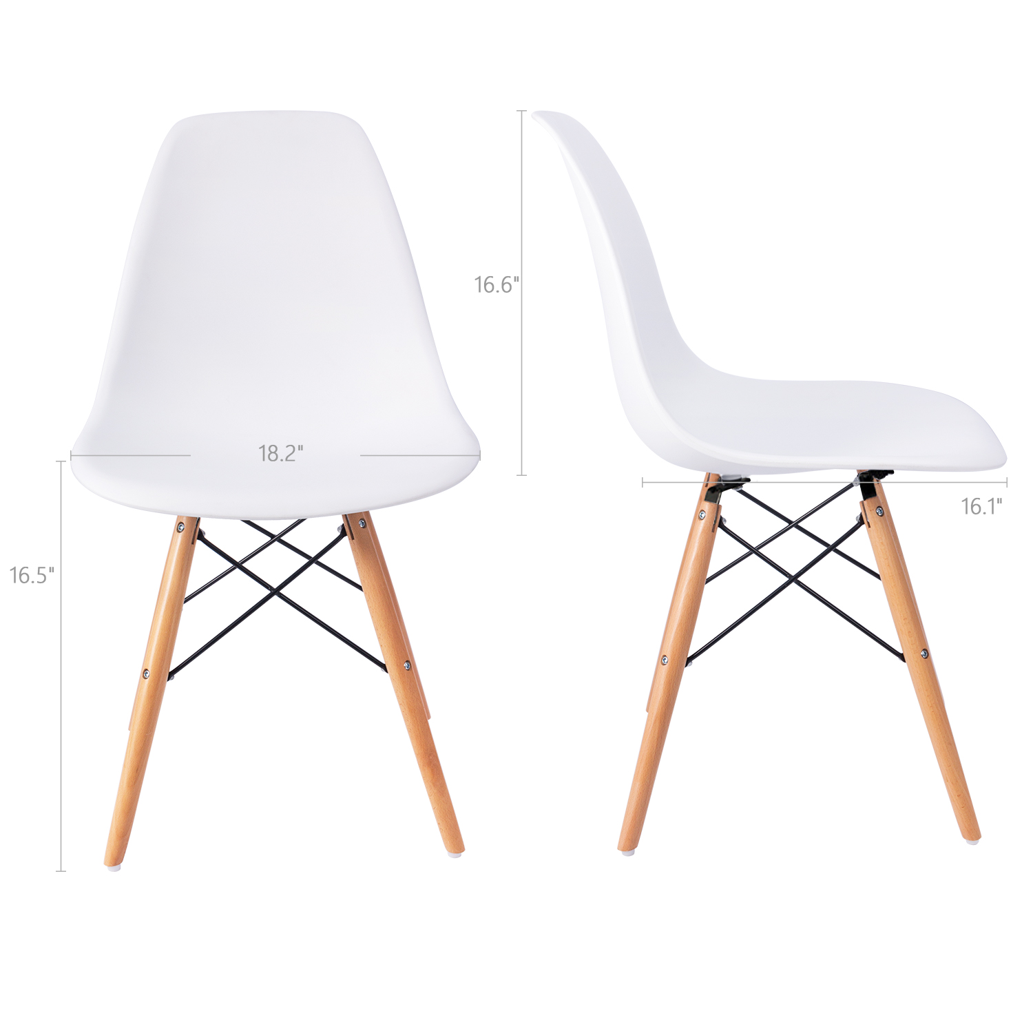 Lacoo Pre-Assembled Mid Century Modern Dining Chairs, Set of 4, Multiple Colors - image 2 of 8