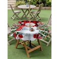 thumbnail image 3 of Outdoor Tablecloth with Umbrella Hole and Zipper, Red Plaid Christmas Round Table Cloth 54 Inch Waterproof Tablecloth, Snowman Snowflake Gifts Xmas Tree Picnic Table Cover for Patio Camping, 3 of 7