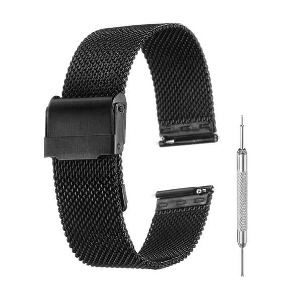 Mesh Watch Bands for Men Women, Stainless Steel Quick Release Mesh Watch Strap with Tools(18mm, Black)