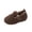Brown, variant on Girls Warm Fleece Lined Flats Casual Slip On Winter House Shoes Cozy Fuzzy Mary Jane Shoes