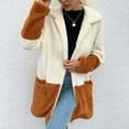 thumbnail image 2 of Fesfesfes Sexy Fashion Women Flannel Coat Patchwork Winter Lengthened Plush Long Sleeve Outwear, 2 of 5