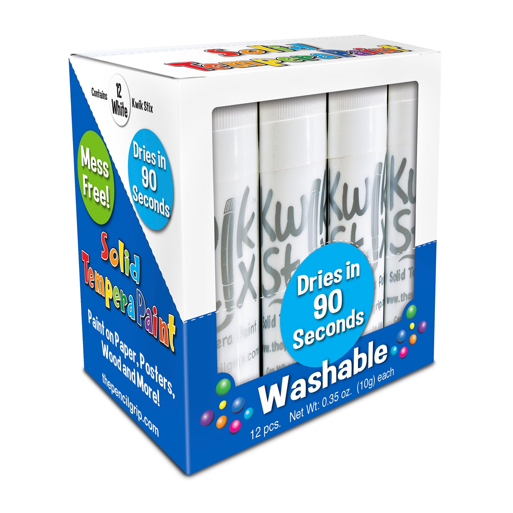 Kwik Stix Tempera Paint Sticks, Single Color Pack, White, 12 per Pack, 2 Packs