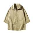 thumbnail image 2 of Blusa y camisa de manga corta con cuello vuelto para hombre, cómoda, lisa, de manga tres cuartos, con cuello vuelto, informal, de poliéster, 2 of 4
