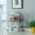 thumbnail image 2 of 3 Tier Mesh Wire Rolling Cart, Utility Carts with Lockable Wheels, Multifunction Storage Cart Organizer for Bathroom, Bedroom, Pantry, Kitchen, Home, Office (Silver), 2 of 8