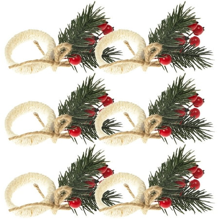 

6pcs Simulation Berries Napkin Ring Imitation Berries Napkin Buckle Xmas Decor
