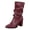 Wine, variant on Pandaie Women's Mid Calf Chunky Heel Short Boots Party Daily Work Fashion Classic PU Slouchy Booties Fall Walking Shoes Wine 7.5