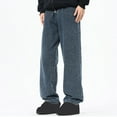 thumbnail image 6 of USSUMA Mens Sweatpants Denim Jeans Long Boyfriend Activewear Straight-Leg Denim Thickened Straight-Leg Pants Pull-On Wide-Leg Adaptable Casual Insulated Men Sweatpants Gray XL, 6 of 6