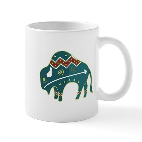 CafePress - Native Buffalo Design Mug - 11 oz Ceramic Mug - Novelty Coffee Tea Cup