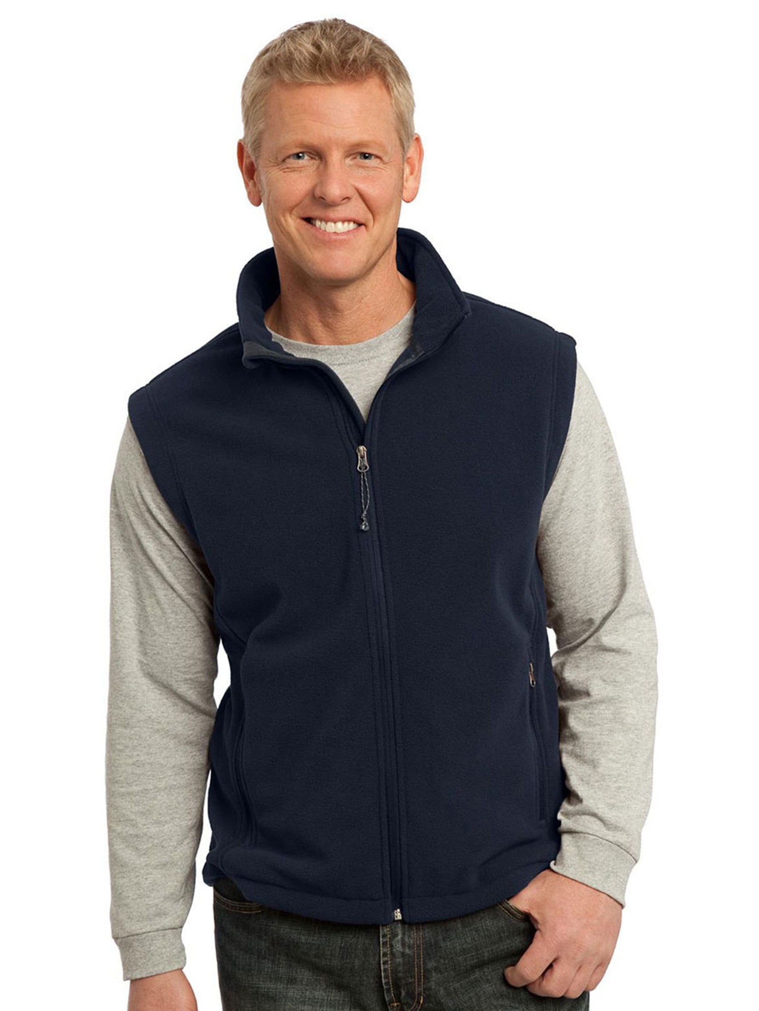 Port Authority Mens Super Soft Fleece Adjustable Vest, True Navy, 3XL