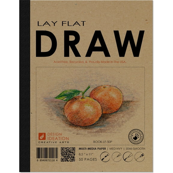 Lay Flat Sketchbook: Mixed Media Drawing Book. Removable Sheets (8.5" x 11") LF-2550-LS (1 Book)