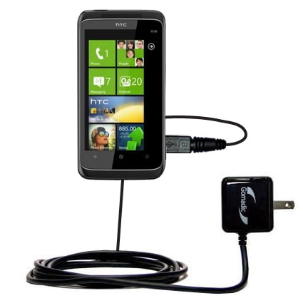 Gomadic Intelligent Compact AC Home Wall Charger suitable for the HTC Mazaa - High output power with a convenient, foldable plug design - Uses TipExch