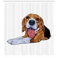 thumbnail image 3 of Ambesonne Beagle Shower Curtain, Close Up Friendly Dog Tongue, 69"Wx70"L, Sand Brown Charcoal Grey, 3 of 3