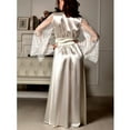 thumbnail image 6 of Bath Robes Womens Casual Long Silk Kimono Dressing Gown Bath Robe Lingerie Nightdress, 6 of 7