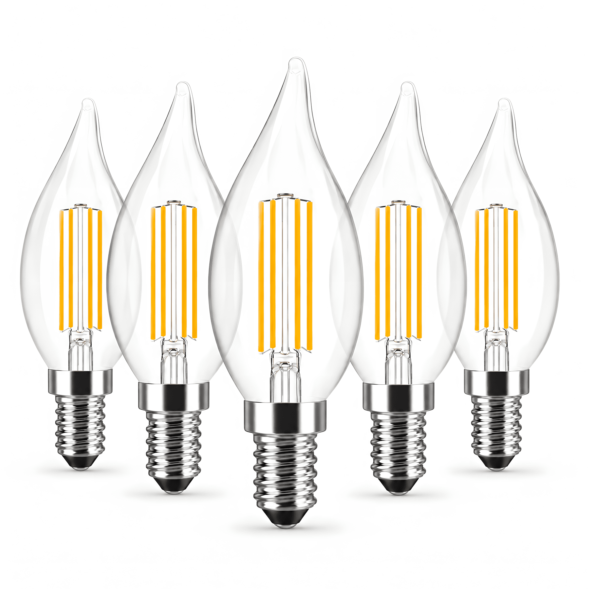 DAYBETTER Chandelier Light Bulbs, Candelabra Light Bulbs 40W Equivalent E12 Dimmable LED Light Bulbs 2700K Warm White 4.5W 400LM Flame Light Bulbs Tip Vintage CA11 Candle Light Bulbs, 5 Pack