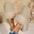 thumbnail image 6 of Zunfee Women’s White Fuzzy Slippers - Indoor Outdoor, Plush Synthetic Fur Lined, Non-Slip Warm Fall Winter Style, Size 40 (US 9), 6 of 8