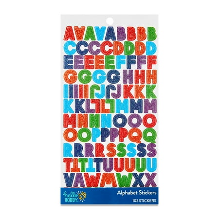 Hello Hobby Glitter Alphabet Stickers – Multicolor, 103 Count