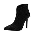 thumbnail image 1 of PEASKJP Womens Booties Lug Sole Lace Up Boot Ladies Side Zip Round Toe Anti-Slip Ankle Booties, Black 42, 1 of 4