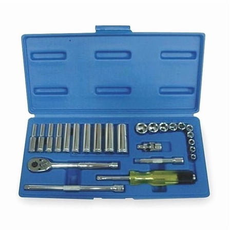 1/4" Drive Socket Wrench Set SAE 25 Pieces 3/16 in to 9/16 in , Chrome