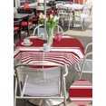 thumbnail image 4 of Outdoor Tablecloth with Umbrella Hole & Zipper, Farmhouse Red Striped Round Tablecloth 54 Inch, Modern Minimalist Stripes Patio Table Cover Waterproof Table Cloth for Picnic/Party, 4 of 7