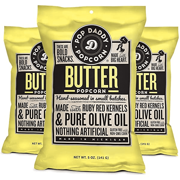 Pop Daddy Hand Seasoned Non GMO Butter Flavor Popcorn , 3Pack