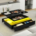 thumbnail image 3 of Craftian Lift Top LED Coffee Table, Modern Living Room Tables with 4 Spacious Drawers, Black, 3 of 9
