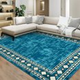 thumbnail image 7 of Yesurprise 274*366cm Large Area Rugss for Living Room, 9x12ft Modern Bordered Area Rugs with Geometric Border, Washable, Non-Slip, Stain Resistant, Blue Green, 7 of 7