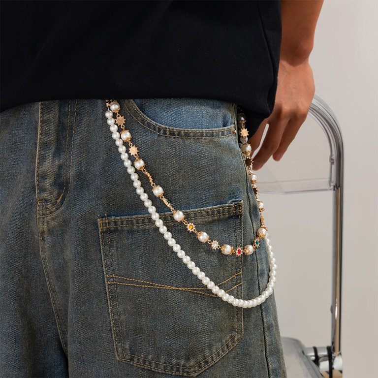 Jeans Belt Pearls with charms Rainbow Beaded Charm Chain for Pants Belt Loops - Etsy main image 4