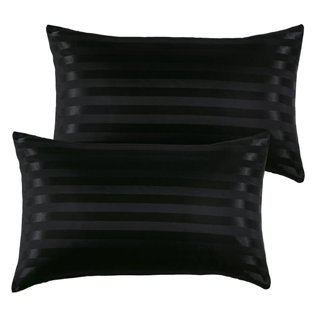 2 uds funda de almohada de transpirable 20 "x 26" rayas impresas suaves y cómodas de almohada para rejante boda Hotel , negro Gloria Funda de almohada larga