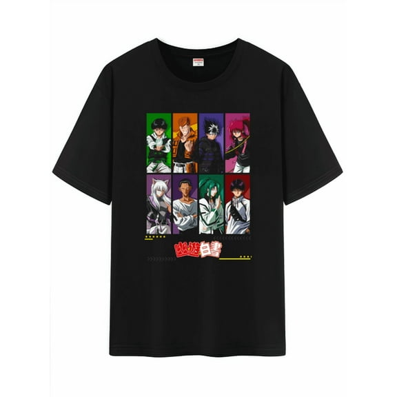 Qingyee Unisex Anime Character Pattern Cotton T-Shirt,YuYu Hakusho​ Character Impression Short Sleeve Tee Shirt
