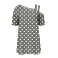 thumbnail image 4 of Fengactive Womens Short Sleeve One Shoulder Tops Crisscross Strappy Shirts Polka Dot Tunic Blouse, 4 of 5