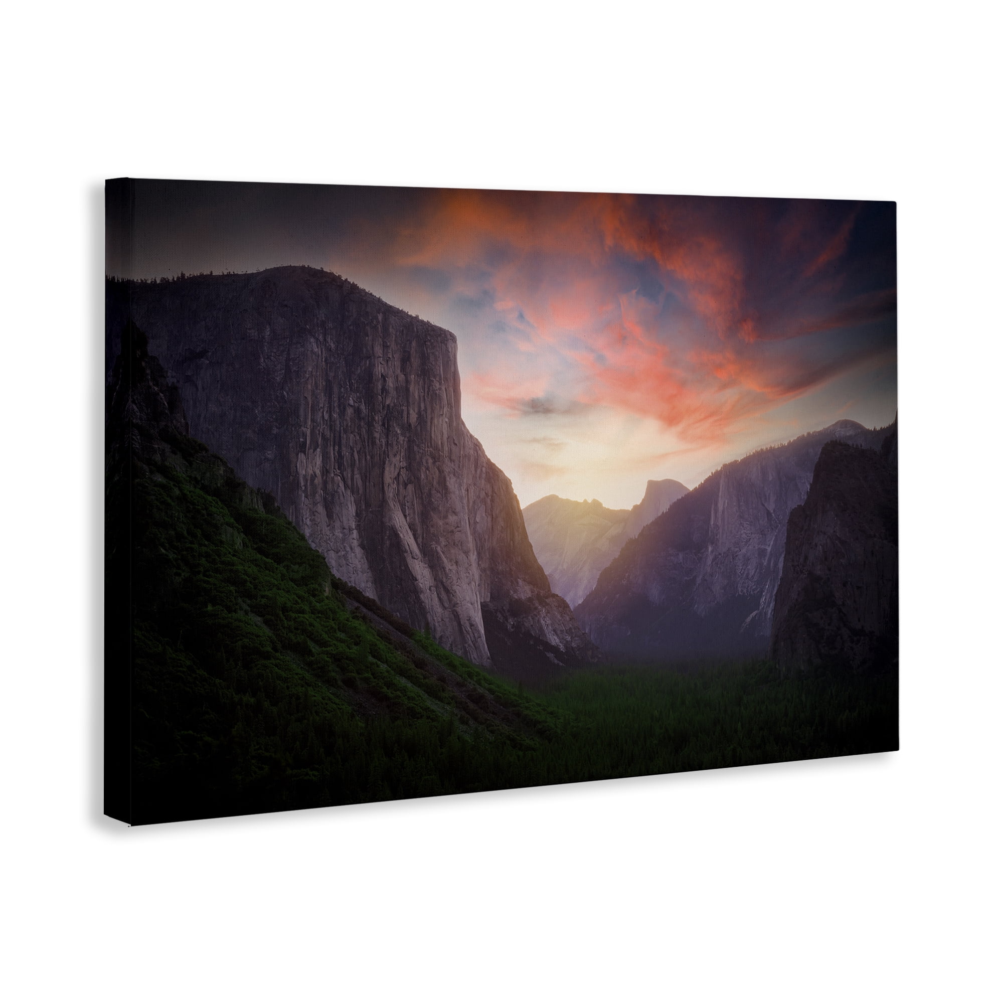 Stupell Industries Sunset Through Mountain Cliffs Landscape & Nature Photography Wrapped Canvas Art Print Wall Art, 45 x 30