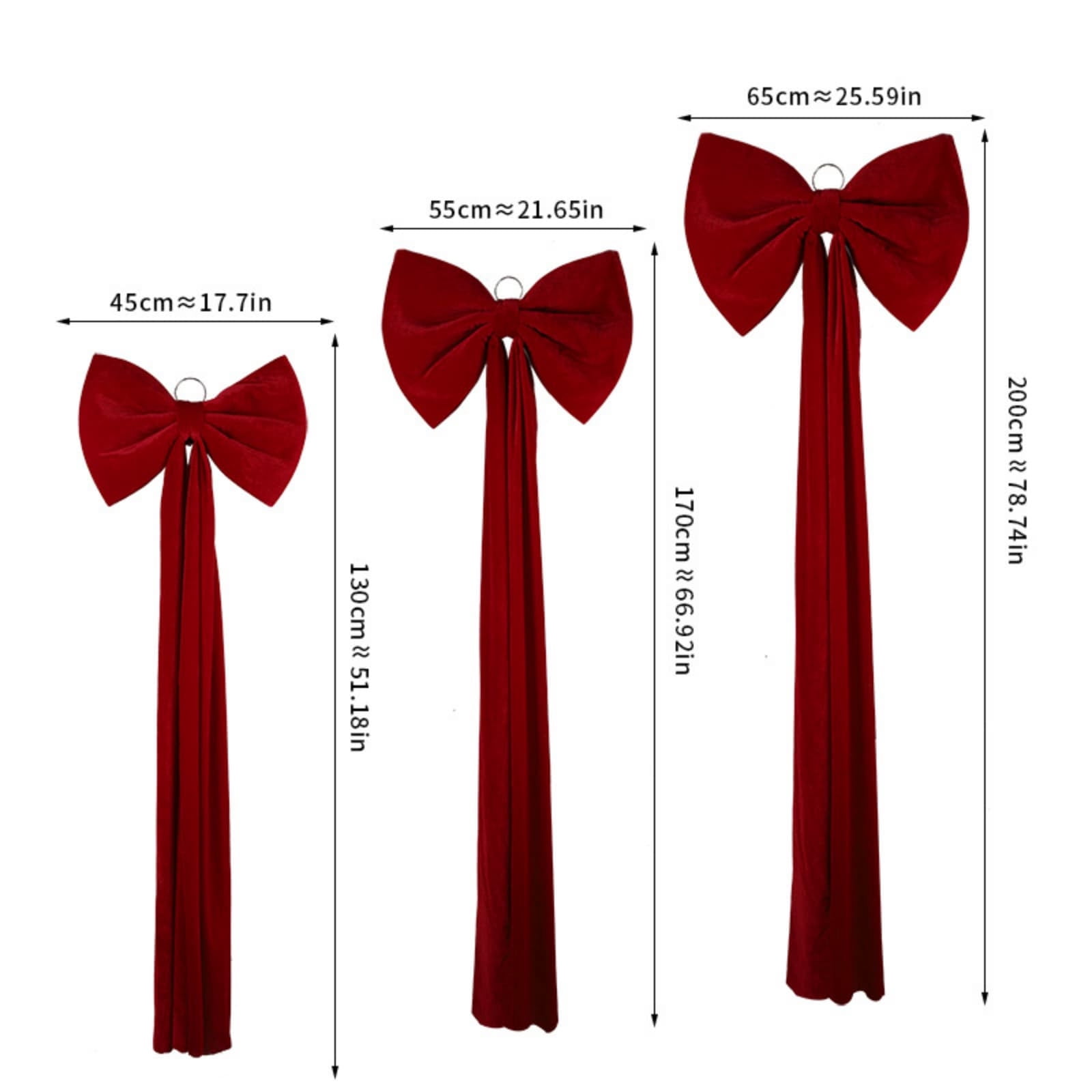 Oversized Christmas Satin Bow with Trailing Tassels – 79inch Ribbon for Gift Wrapping, Retail Display, Event Styling & Holiday Décor