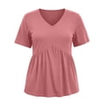 thumbnail image 5 of OGLCCG Plus Size Tops for Women Casual Oversized Tshirts for Women Loose Fit V Neck Babydoll Top Summer Basic Tees L-5XL, 5 of 6