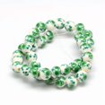 thumbnail image 2 of 3strands Handmade Flower Printed Porcelain Ceramic Beads Strands Round Medium Sea Green 10mm Hole: 2mm about 35pcs/strand 13.5 inch, 2 of 2