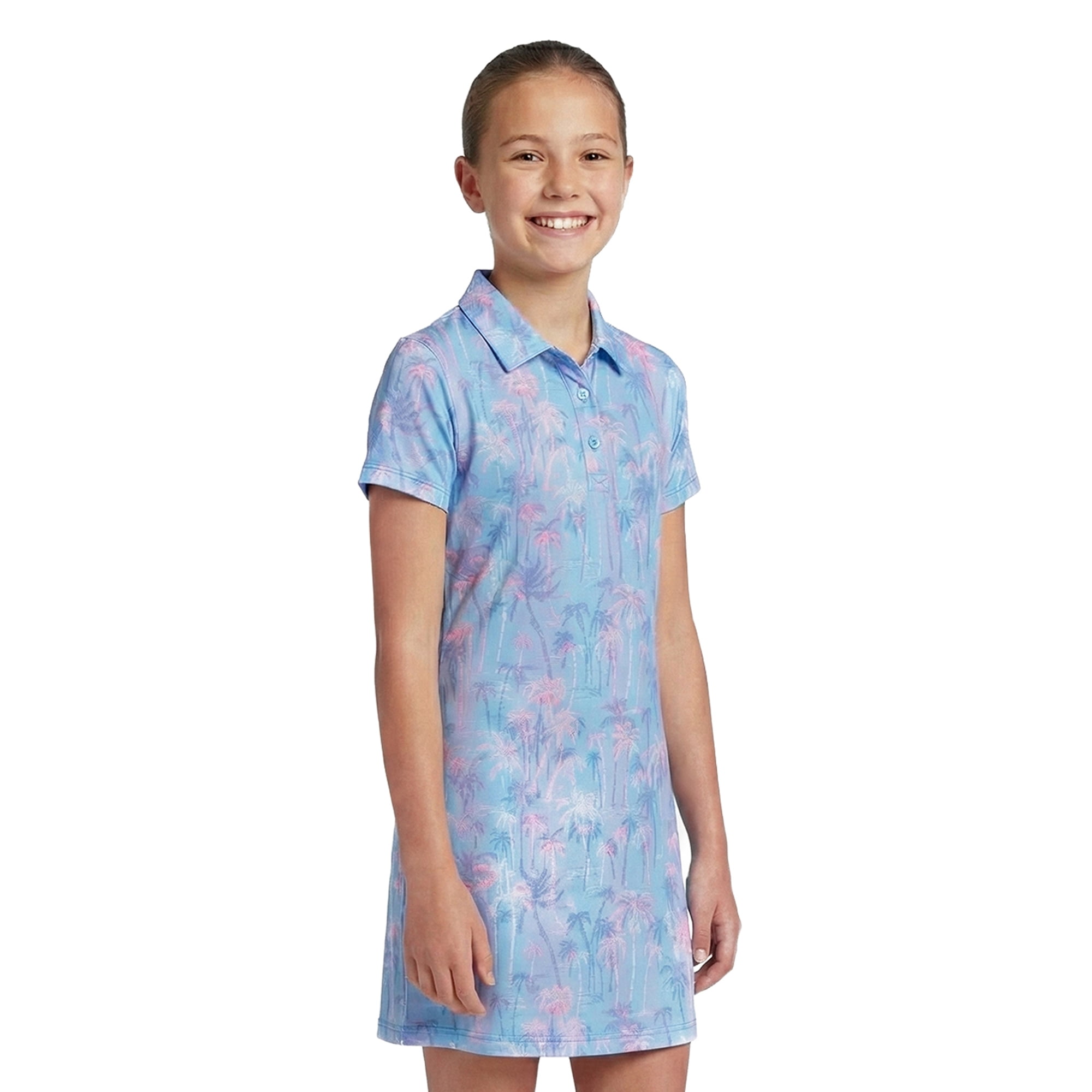 Birdie Bound Girls Beachy Plam Ombre Dress with Short Sleeves, Sizes XS-XL