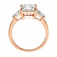 thumbnail image 6 of 3.5 ct Cushion Cut Genuine Cultured Diamond VS1-VS2 J-K 18K Rose Gold Three-Stone Promise Wedding Statement Engagement Designer Ring W/ Crystal side stones size 9, 6 of 7
