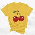 thumbnail image 2 of TFEOQRY Round Neck Short Sleeve Shirts Tops for Womnen Fashion Cherry Printed Blouse T-Shirt Tops Yellow, 2 of 5