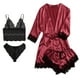 thumbnail image 1 of Conjunto de ropa de dormir con ribete de encaje floral, pijama de satén para mujer de 4 piezas, pijama con ribete de encaje, conjunto de ropa de dormir de lencería, confiabilidad excepcional, 1 of 8