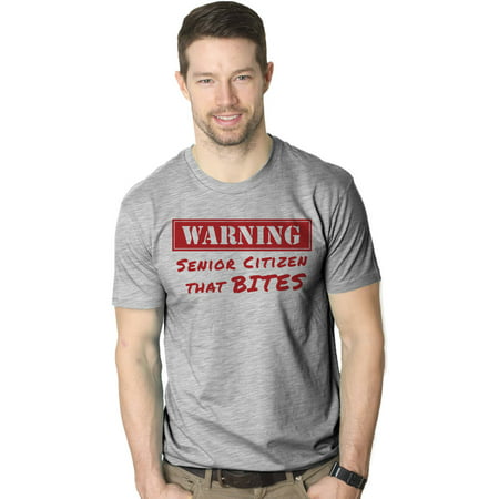Crazy Dog T-shirts Mens Warning Senior Citizen That Bites Funny Elderly Birthday Gift T