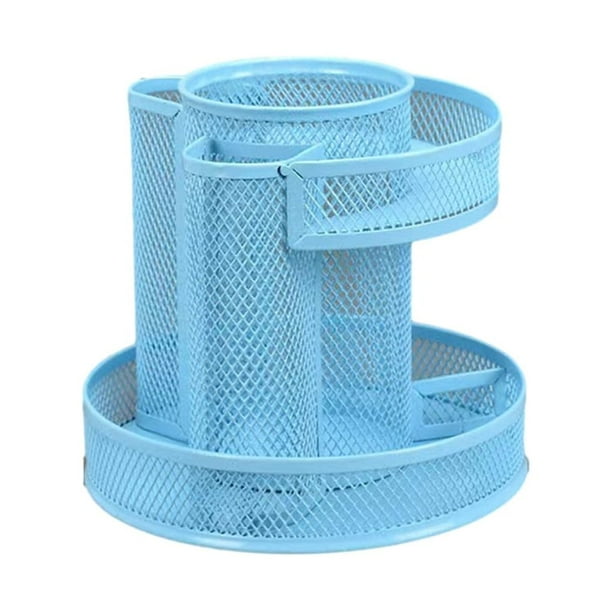 Injueey Portaescobillas inodoro no tóxico con cubículos de almacenamiento de cajones organizador de portalápices de Metal para Carpetas de archivos Azul