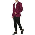 thumbnail image 2 of MODA NOVA Big & Tall Men's Notched Lapel One Button Dress Business Blazer Burgundy XLT, 2 of 3