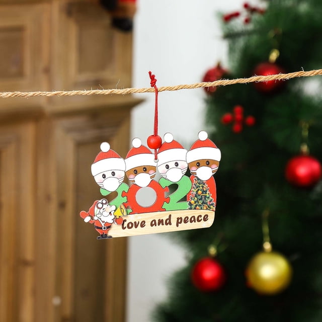 Xihbxyly Adorno Navideño Personalizado, Colgante de Madera con Máscara de Muñeco de Nieve, Diseño Colorido y Brillante, Ideal para Árbol de Navidad, Regalo Familiar, 7 X 10 Cm, Edición 2020