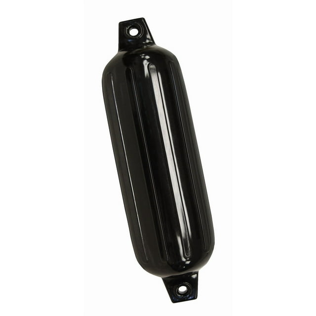 Taylor Made Boat Fender 643116 BoatGuard; Ribbed; Round; 6 Inch Diameter x 22 Inch Length; Black; Vinyl; With Needle Type Valve For Inflation; Single