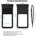 thumbnail image 3 of [Not Floatable] Universal Waterproof Phone case 2 Pack-Up to 7.2",Waterproof Phone Pouch with Adjustable Neck Lanyard,IPX8 Cellphone Dry Bags for Vacation Beach（Black+Transparent）, 3 of 5