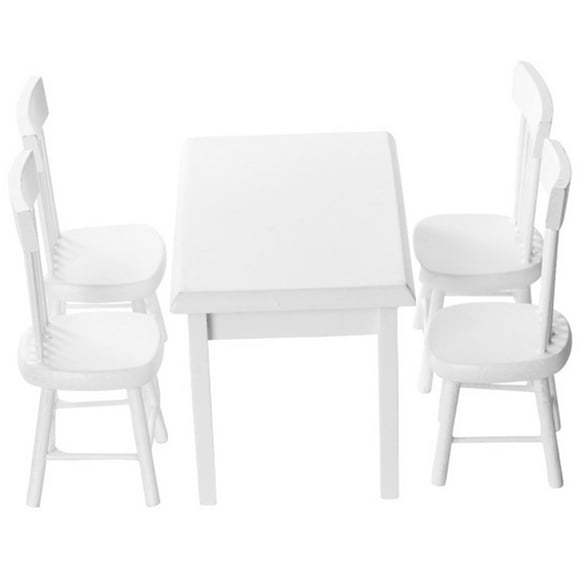 1 Set of Mini Wooden Table Chair Set Doll House Mini Furniture Miniature Wood Table Chairs